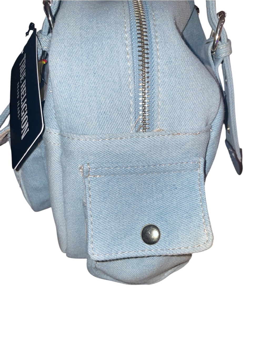 TRUE RELIGION Multi-Patch Denim Satchel Bag NWT - Picture 13 of 16